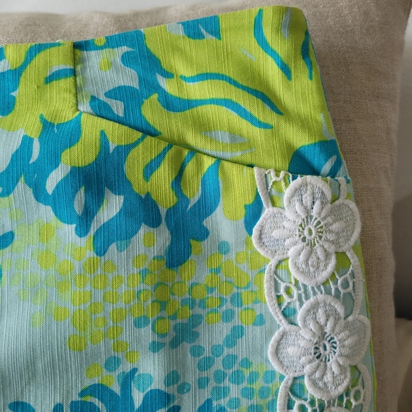 Vintage Lilly Pulitzer Originals short skirt aqua blues greens appliques pockets - Picture 4 of 9